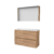 Basic Comfort 39 badmeubelset met spiegelkast, greeploze wastafelonderkast met 2 lades en acryl wastafel zonder kraangaten 100 x 39 cm, whisky oak | 8718835111489